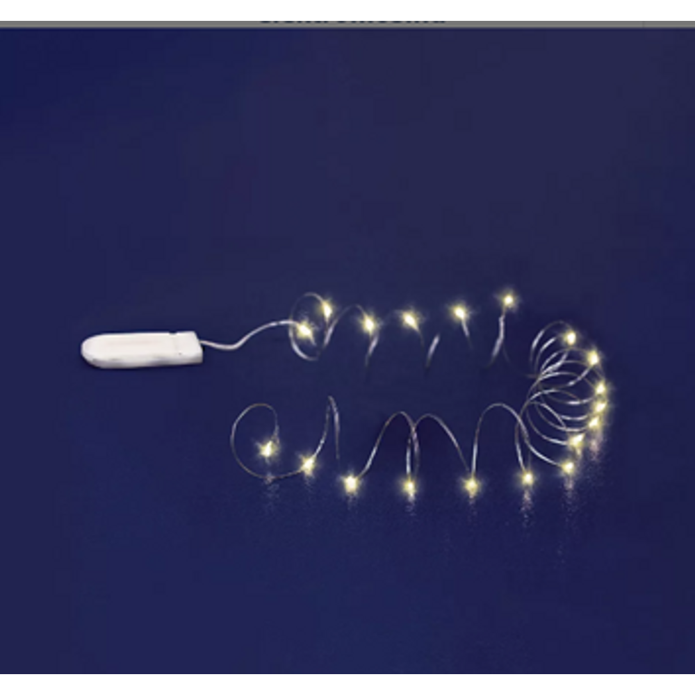 Somogyi  Micro LED-es elemes füzér, lapos elemtartóval, melegfehér