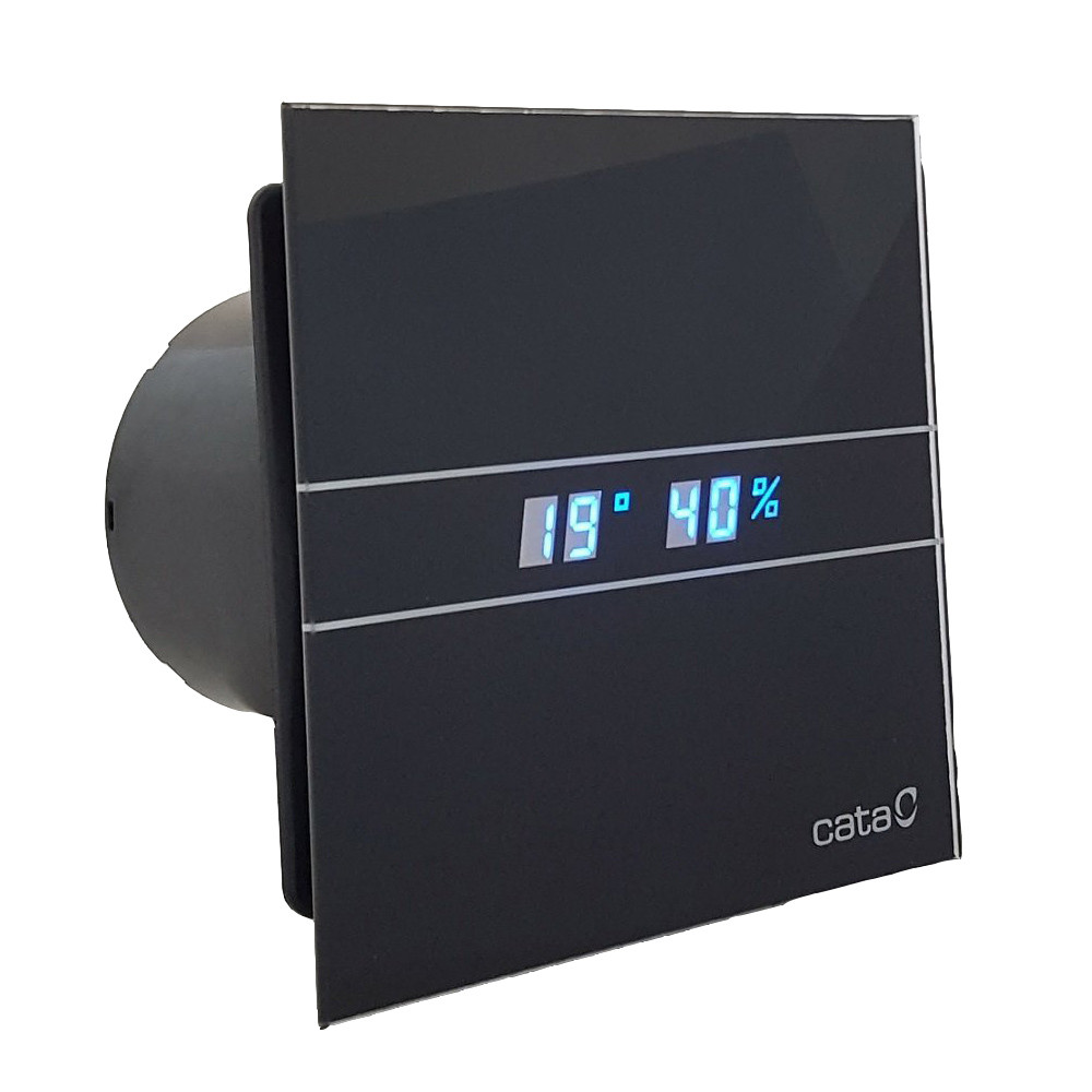 Cata E-100MTH BK ventilátor metakrilát előlappal, utószellőztető és páraérzékelő funkcióval, fekete