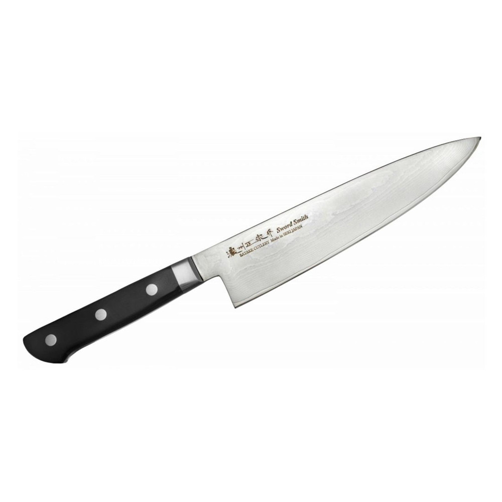 Satake 805-544 Daichi Gyuto (Séf) japán damaszk konyhakés, 20 cm-es penge hossz, damaszk acél, pakka fa markolat