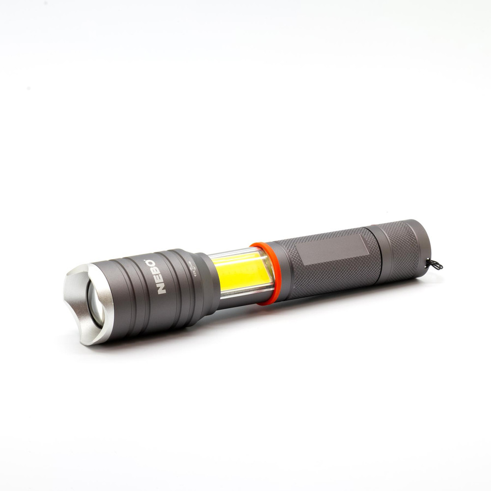 NEBO NEB-6746-G TAC SLYDE zseblámpa, 300 lumen, zoom, alumínium burkolat, IPX4, 5 féle üzemmód, elemes működés