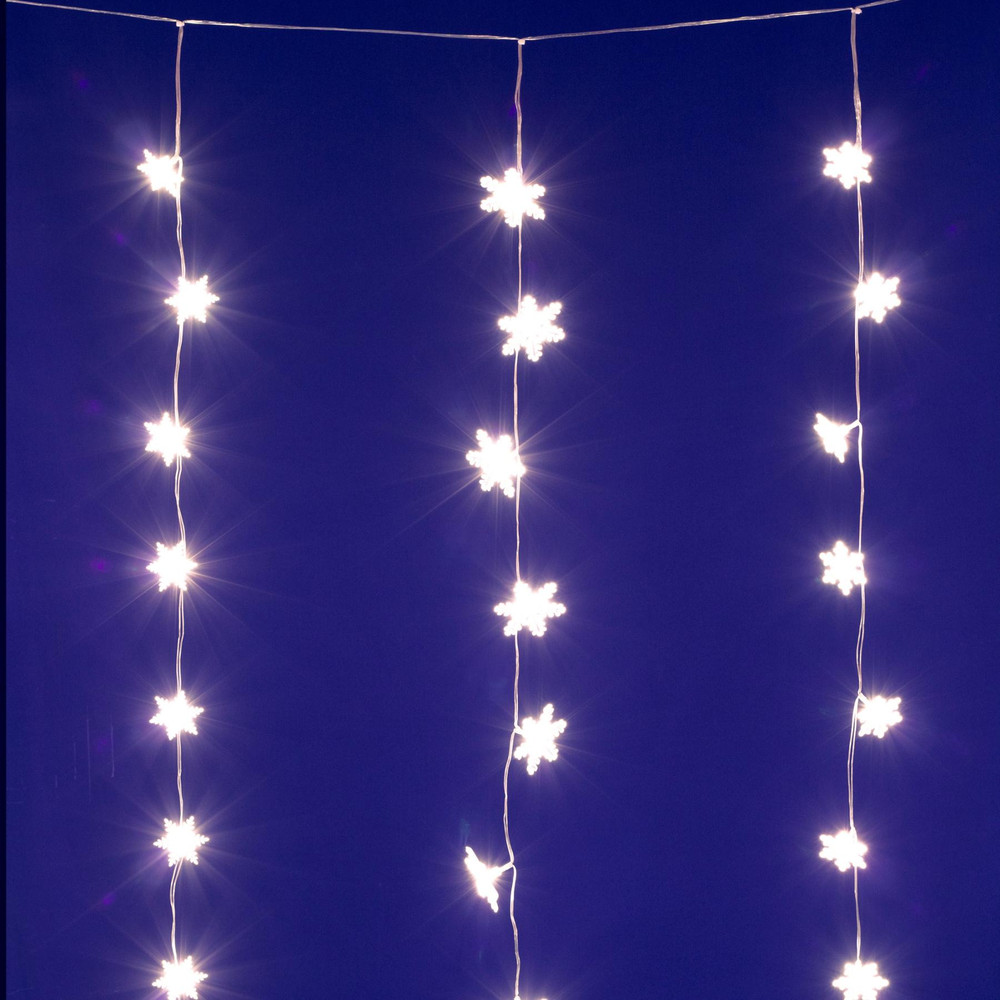 HOME KAF50WW LED-es hópehely fényfüggöny, 1,35 m, 50 db melegfehér LED, hálózati tápellátás, beltéri kivitel