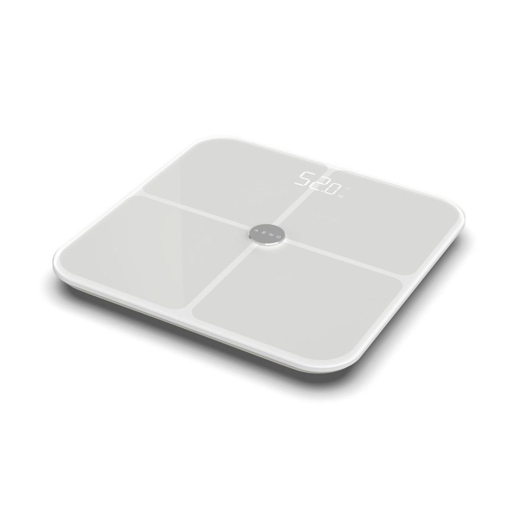 AENO ABS0001S BS1S okos testmérleg, 15 féle mérőszám, LED kijelző, 180 kg-ig terhelhető, AENO app, 10+1 profil, ITO üveg