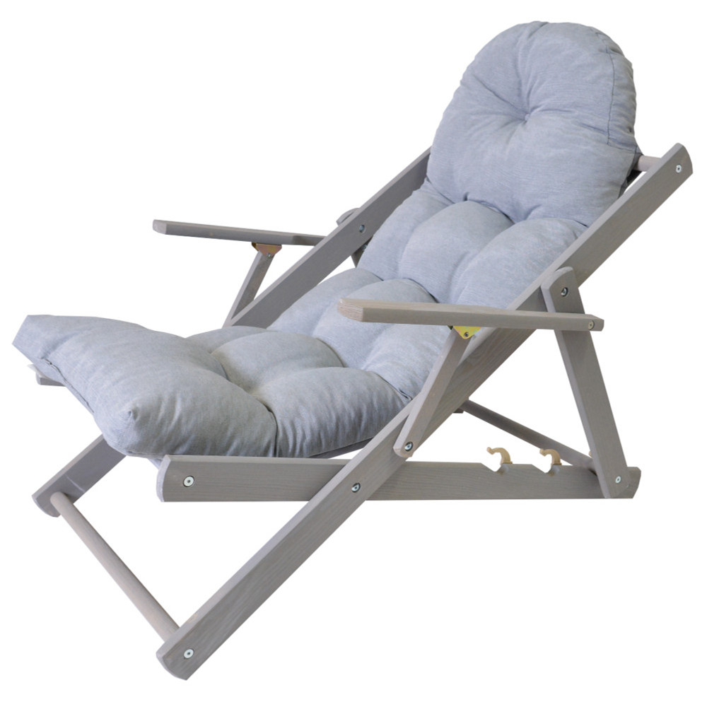 Rojaplast Borneo Grey 50318-716 fenyőfából készült állítható kerti nyugágy karfával - szürke