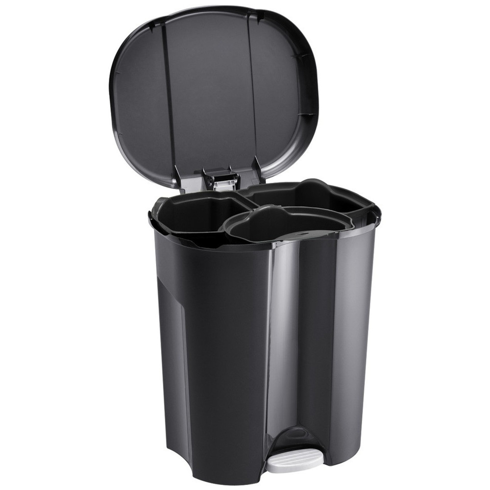Rotho Trio műanyag szelektív hulladéktároló, 1X10 L, 2X15L, fekete