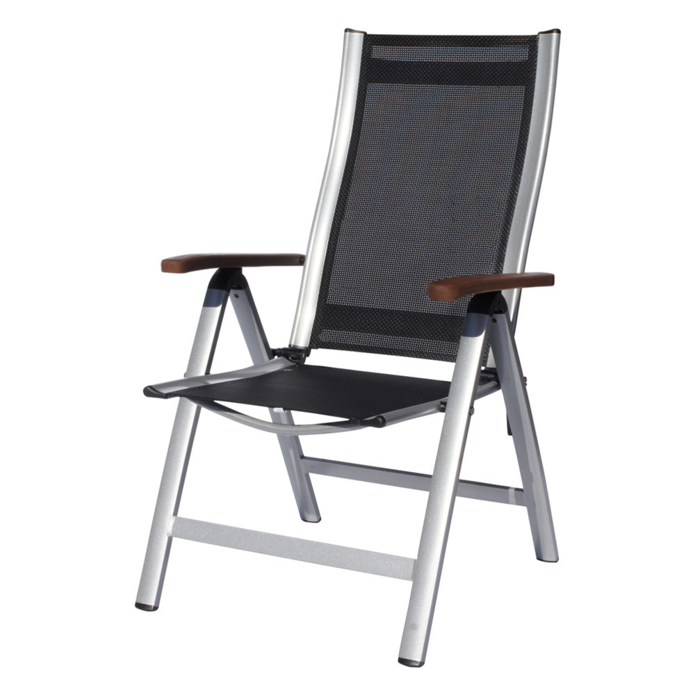 Sun garden Ass comfort összecsukható, exkluzív alu. kerti szék - fekete/ezüst