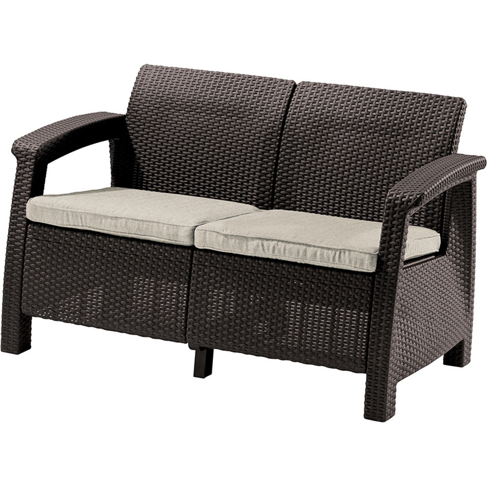 Keter Corfu love seat kétszemélyes polyrattan kerti kanapé - barna