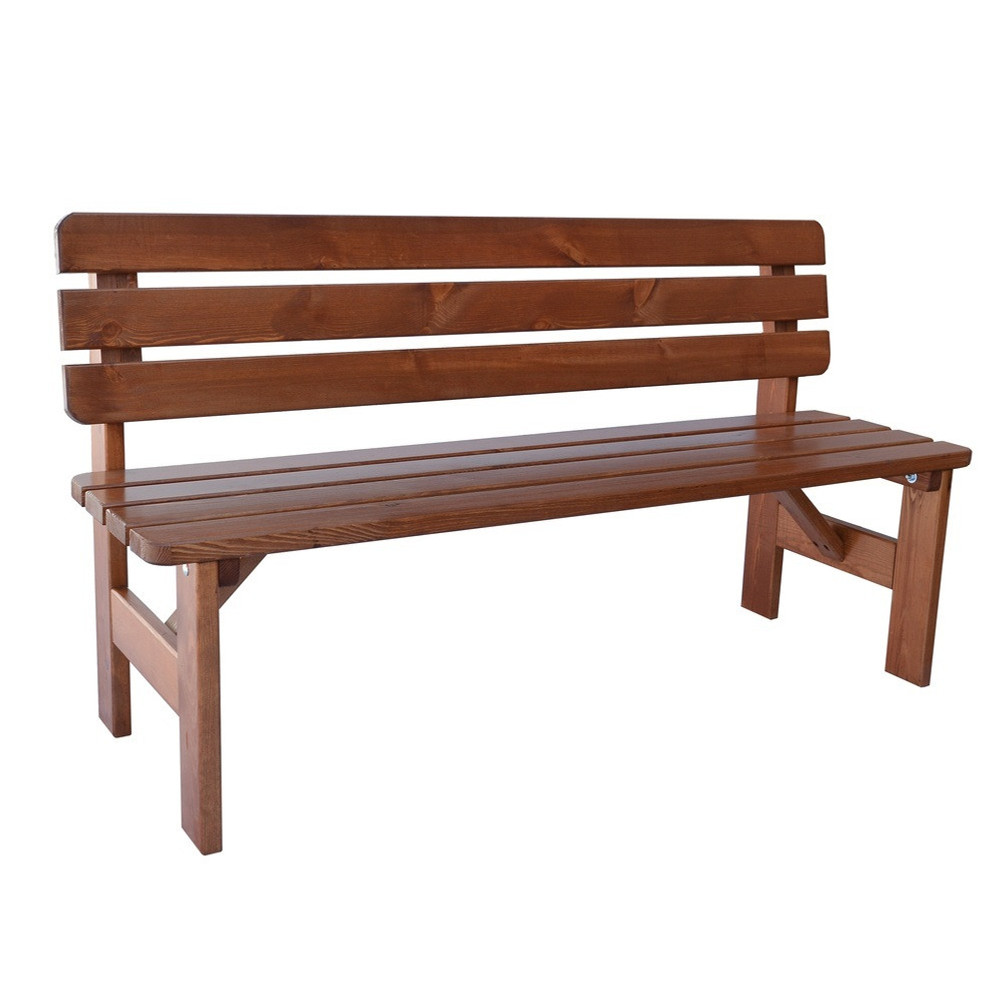 Rojaplast Viking fenyőfából készült lakkozott kerti pad 150 cm - barna