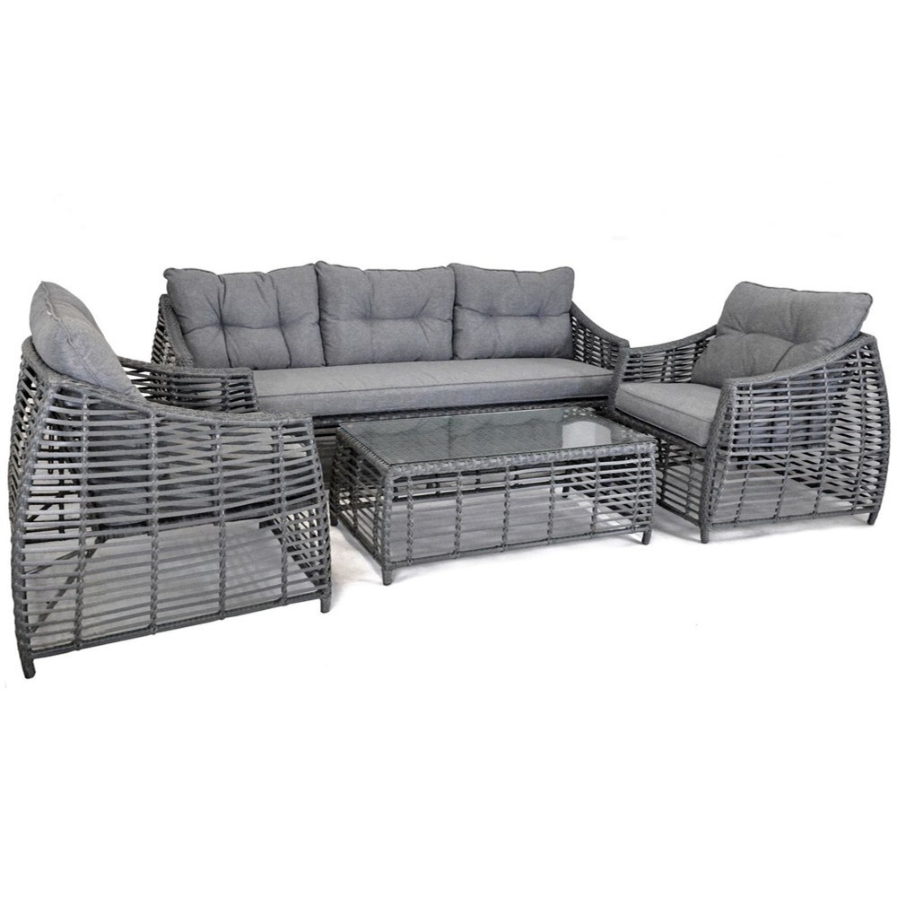 Rojaplast Ohio exkluzív polyrattan kerti bútor garnitúra - antracit/szürke