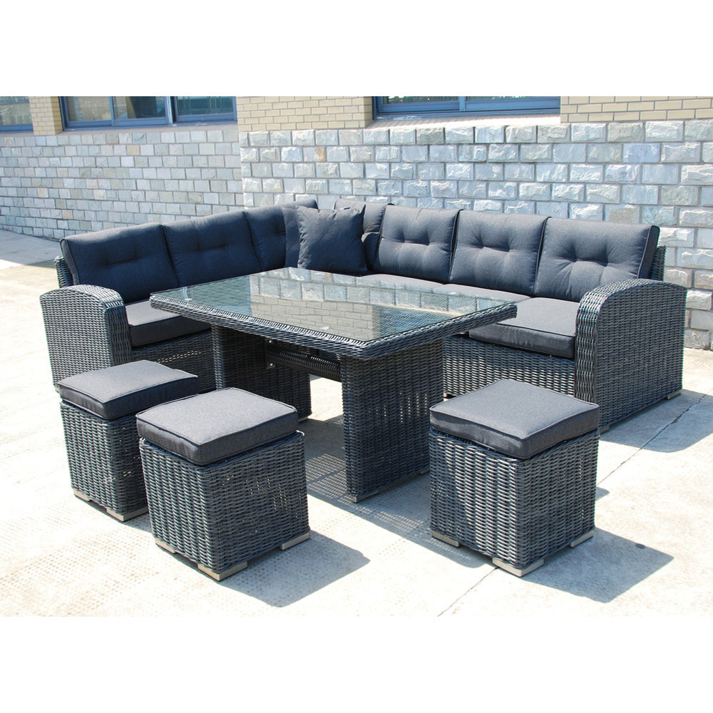 Rojaplast Montreal exkluzív polyrattan bútor garnitúra - antracit/szürke