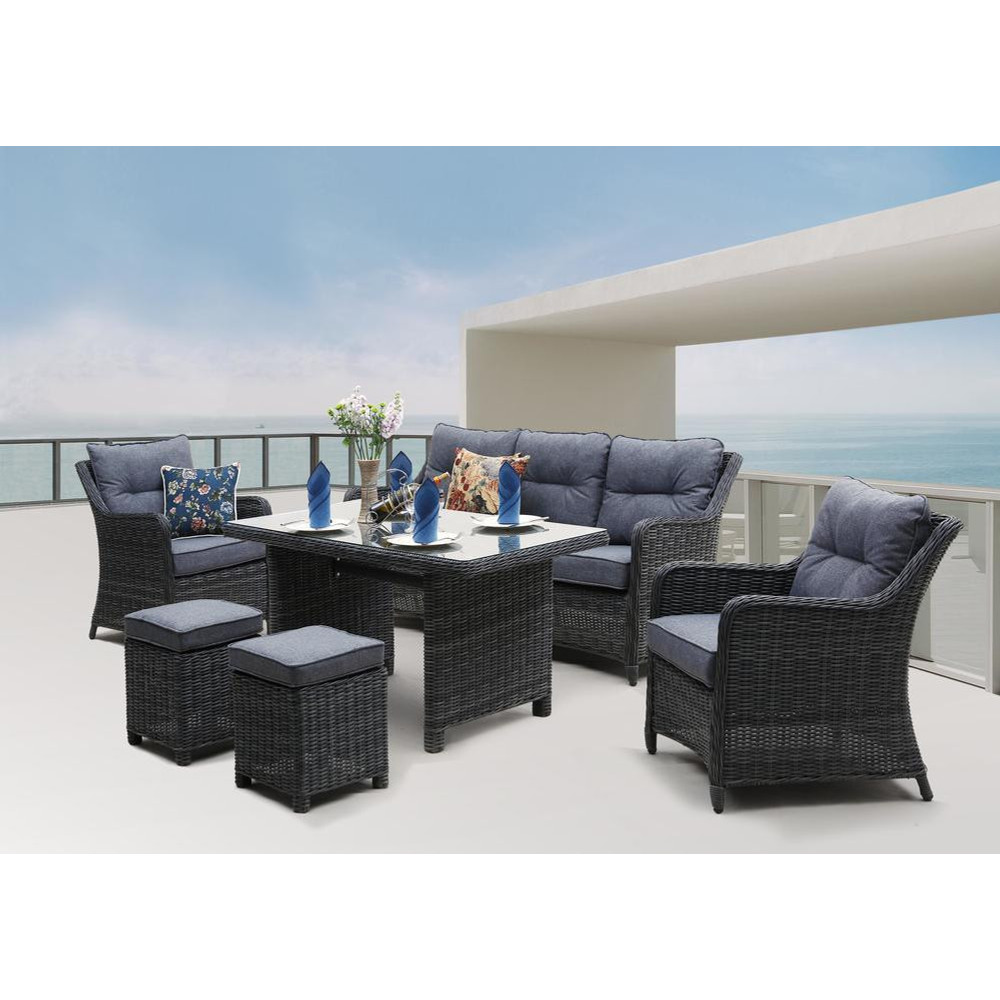 Rojaplast San diego exkluzív alumínium-polyrattan kerti bútor garnitúra - antracit/szürke