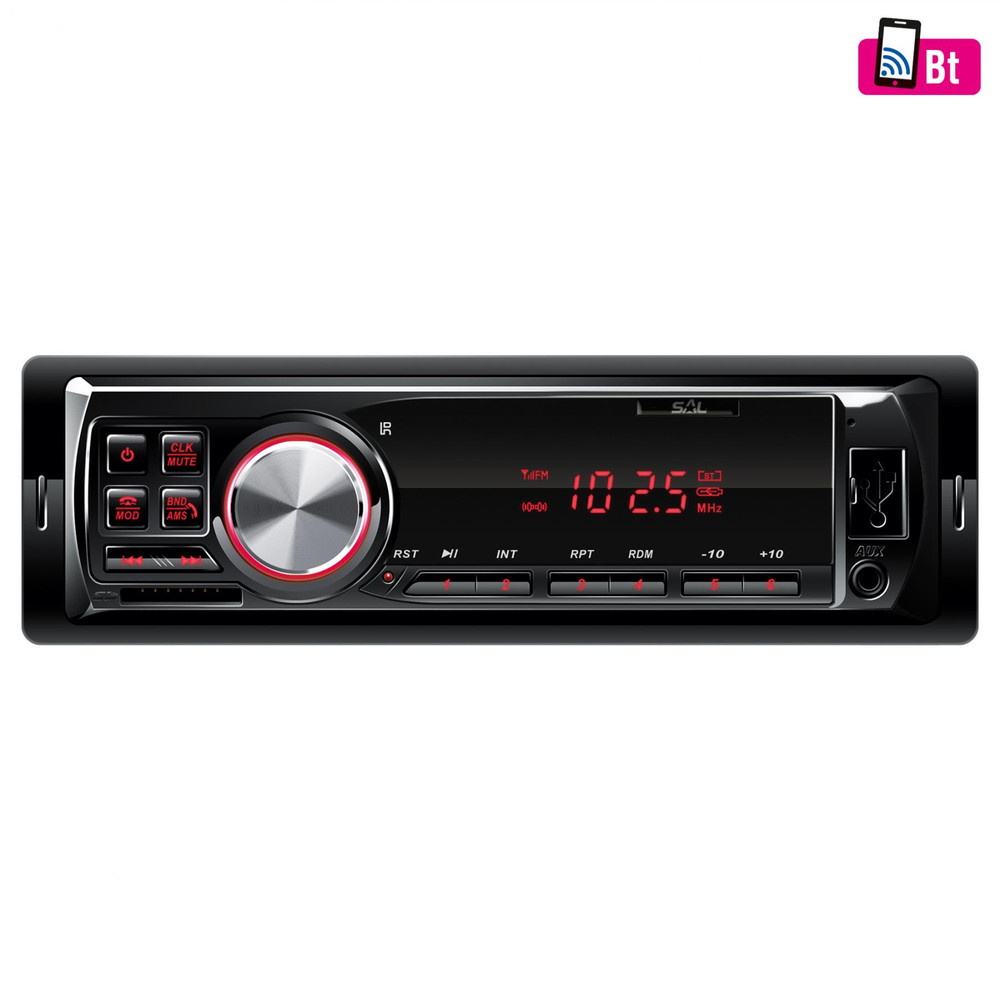 SAL VBT 1100/RD Fejegység; BT-FM-USB-SD-AUX, piros LED kijelző