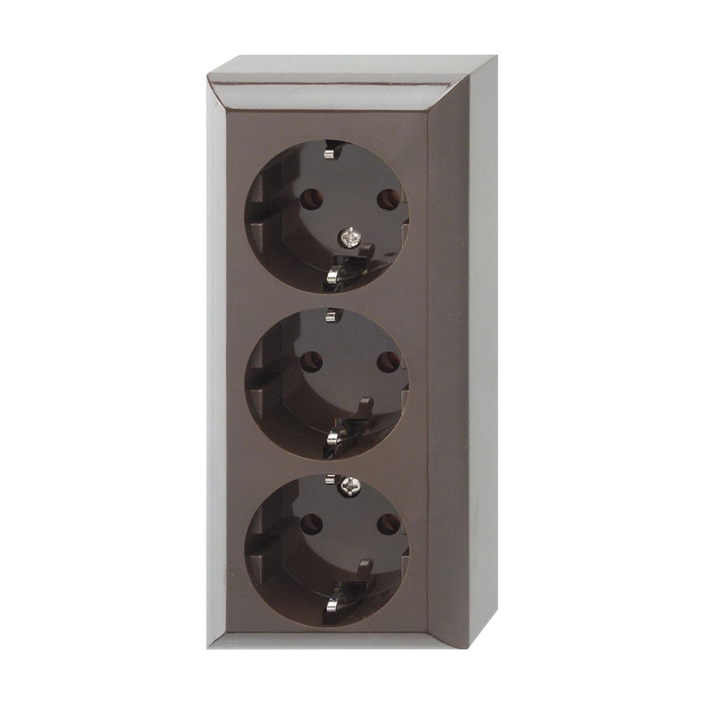 GAO 0510089777 3 férõhelyes földelt aljzat, beltéri, Business Line IP20, barna