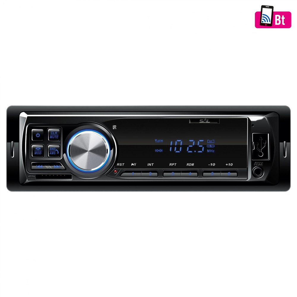 SAL VBT 1100/BL Fejegység; BT-FM-USB-SD-AUX, kék LED kijelző