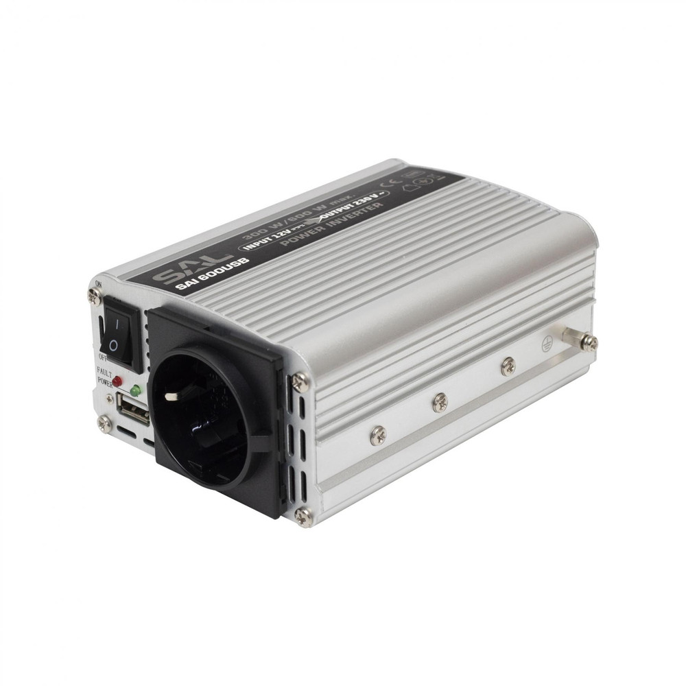 SAL SAI 600USB Feszültségátalakító, 300/600W, USB töltőaljzat