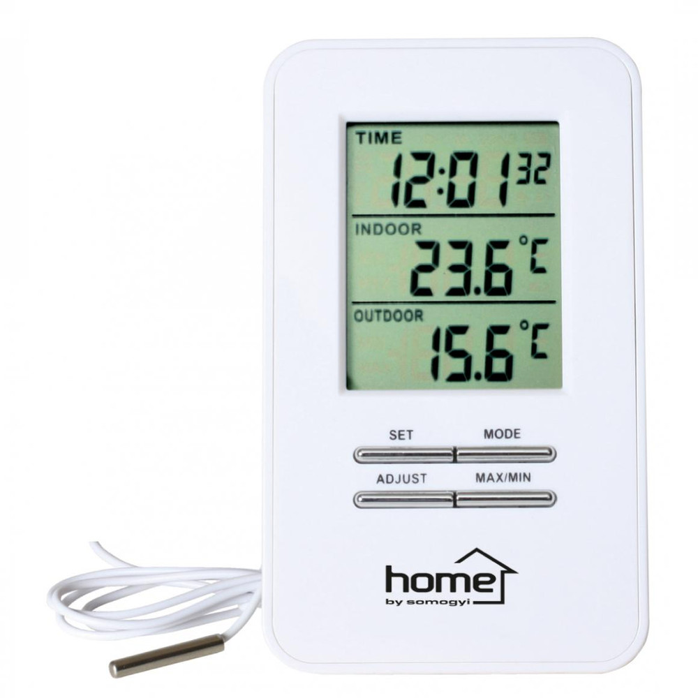 HOME HC 12 Vezetékes külső-belső hőmérő órával