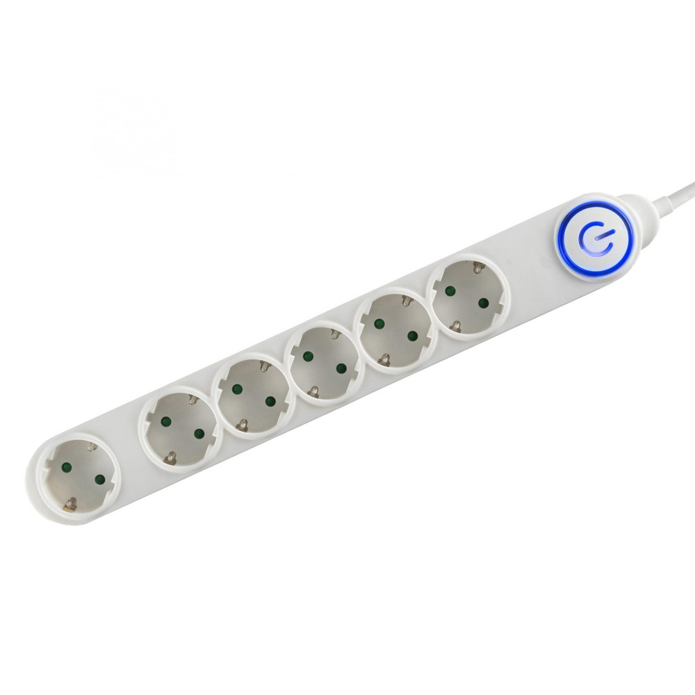 HOME NV 06TK/WH 6-os elosztó lábkapcsolóval, 1,5m, fehér