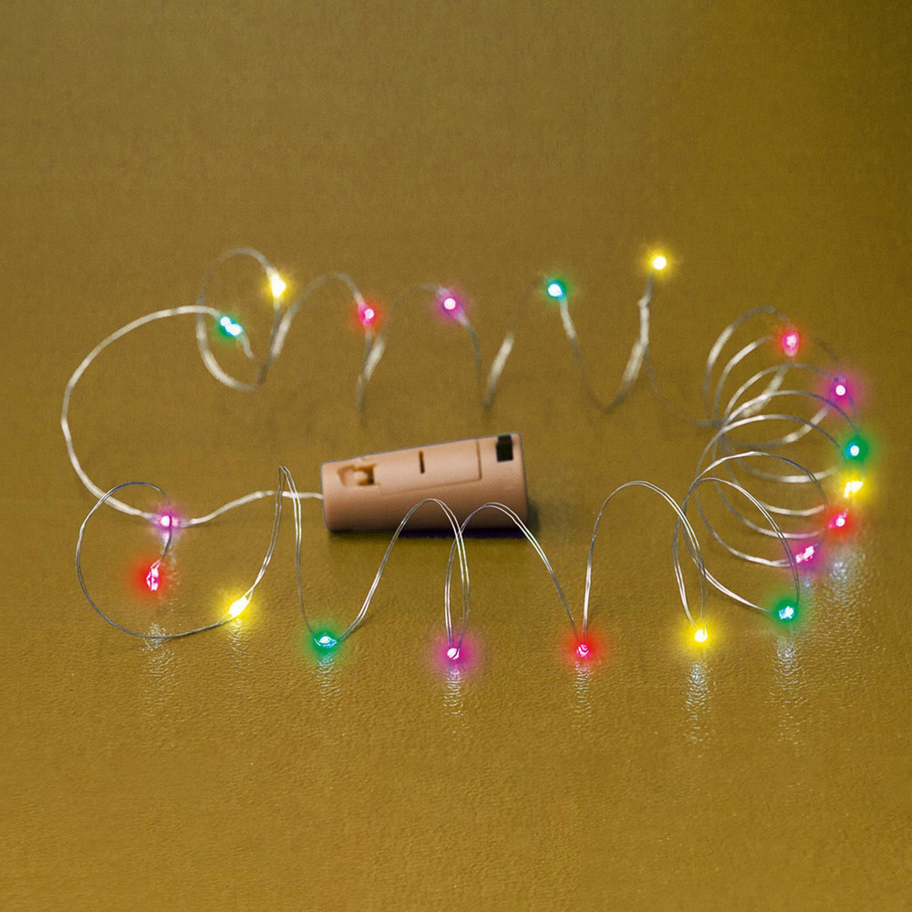 HOME MLD 20/M Micro LED-es elemes füzér, dugó alakú elemtartóval, színes