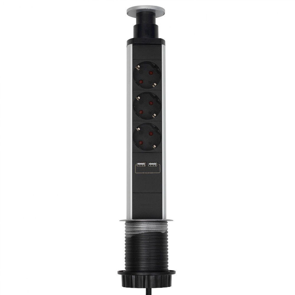HOME NVE 3/USB 3as elosztó, asztalba süllyeszthető, 2xUSB